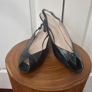 Elegant Black Leather Slingback Heels